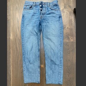 Reformation Straight Leg Mid Rise Slim Jeans